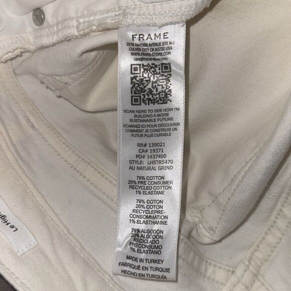 New Frame Le High Straight Cascade Hem Off White Size 26 - Picture 15 of 16